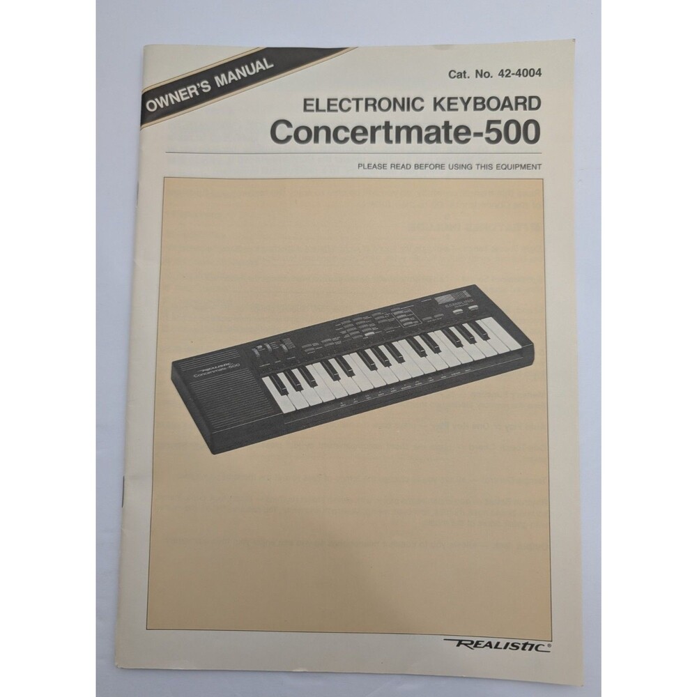 Original 1986 Realistic Electronic Keyboard Concertmate-500 Owners Manual Specs